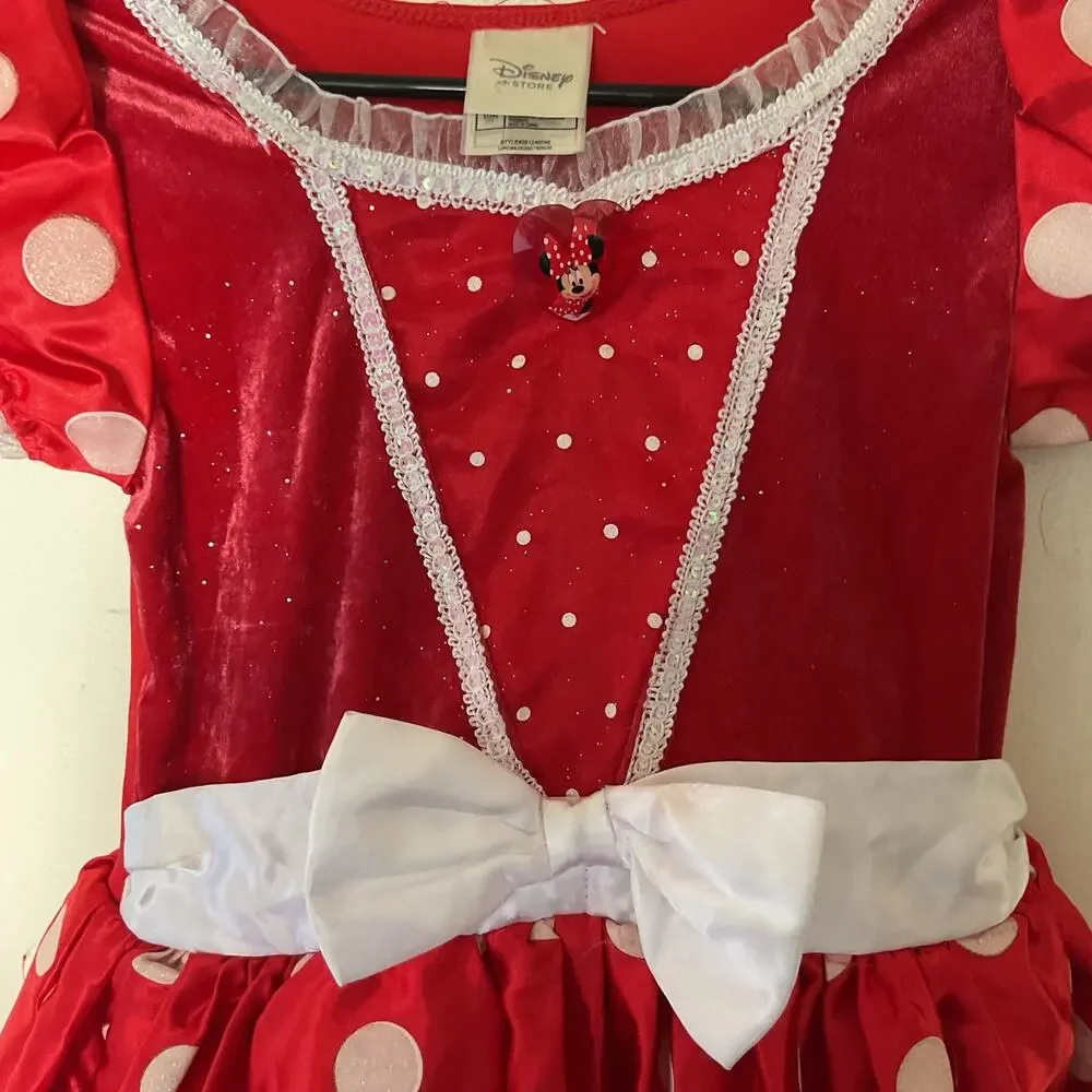 Disney Store Minnie Mouse Costume Dress Girls 7/8 Red Polka Dot Halloween